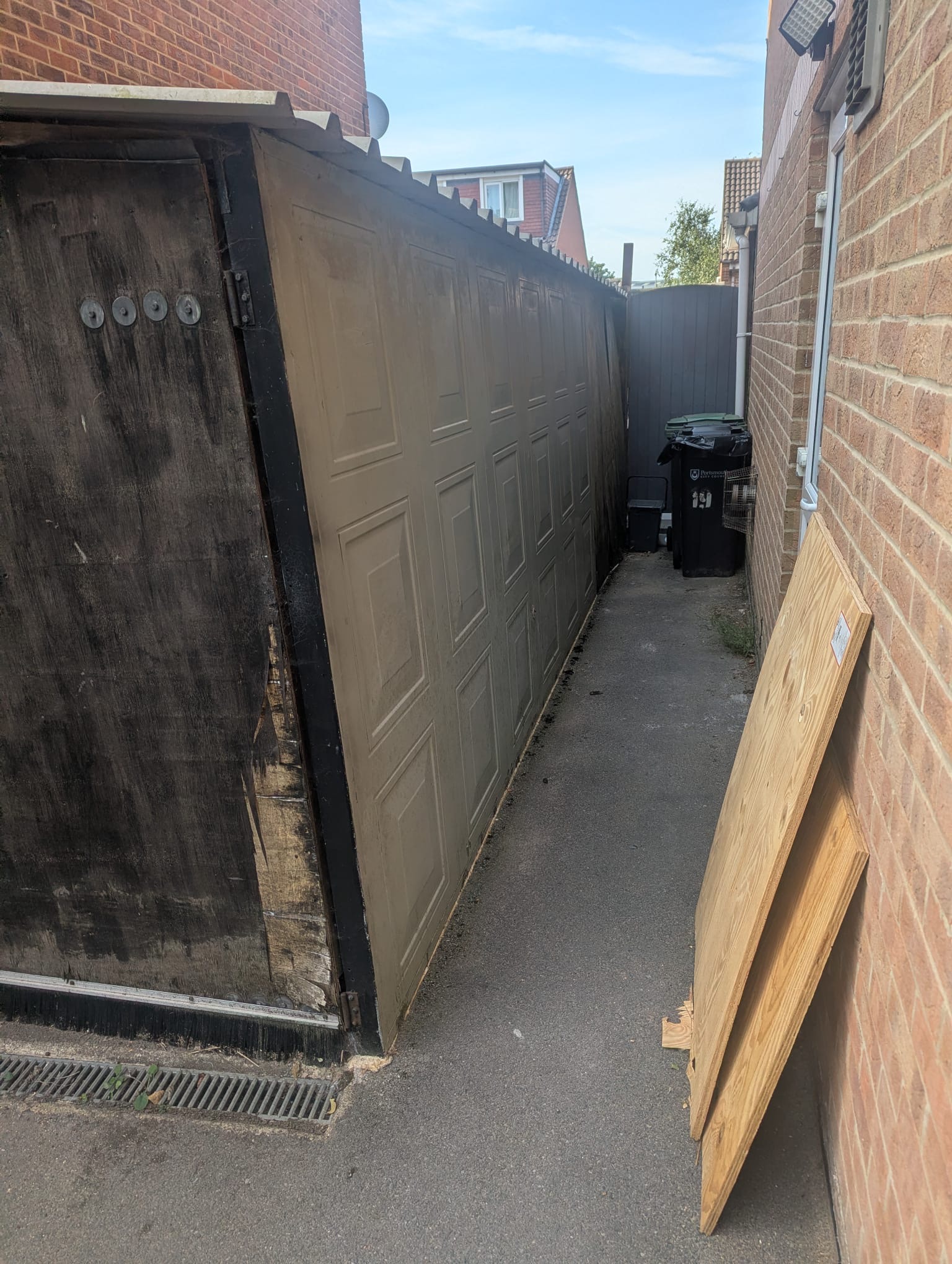 Case Study: Tricky Garage Demolition in Portchester in Portchester — during the job (photo 2), carried out by Hampshire Waste Clearance Services.