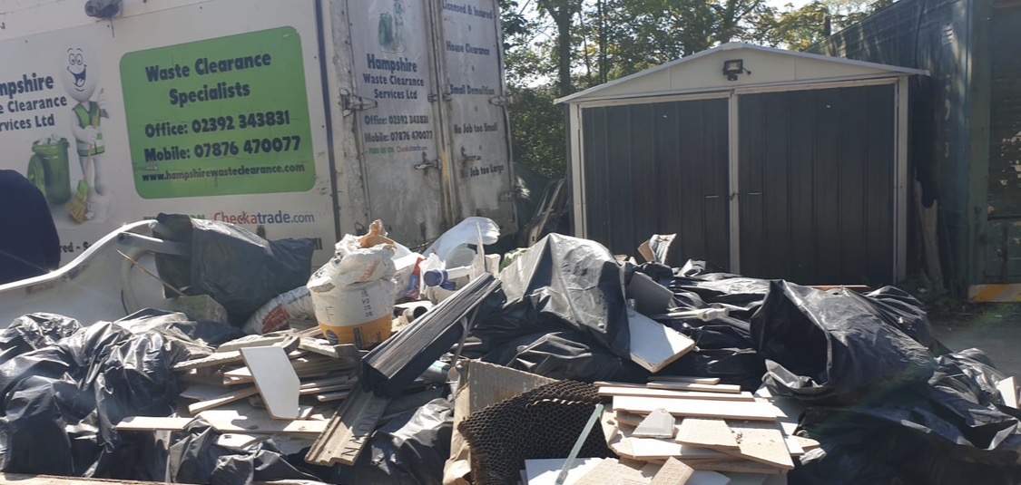 Before and after of a large builders waste clearance in Havant by Hampshire Waste Clearance Services.